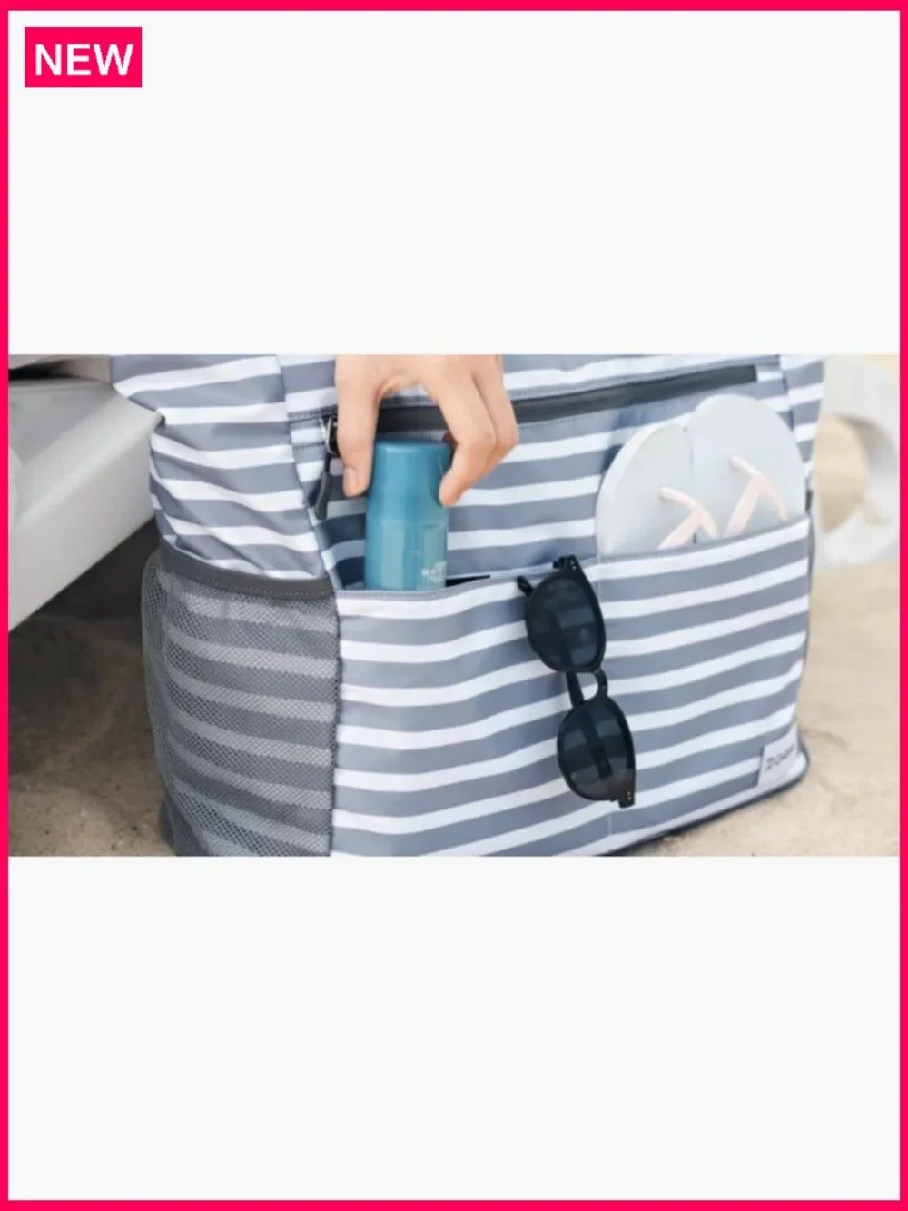 Large Waterproof Beach Tote Foldable Travel Bag with Pockets